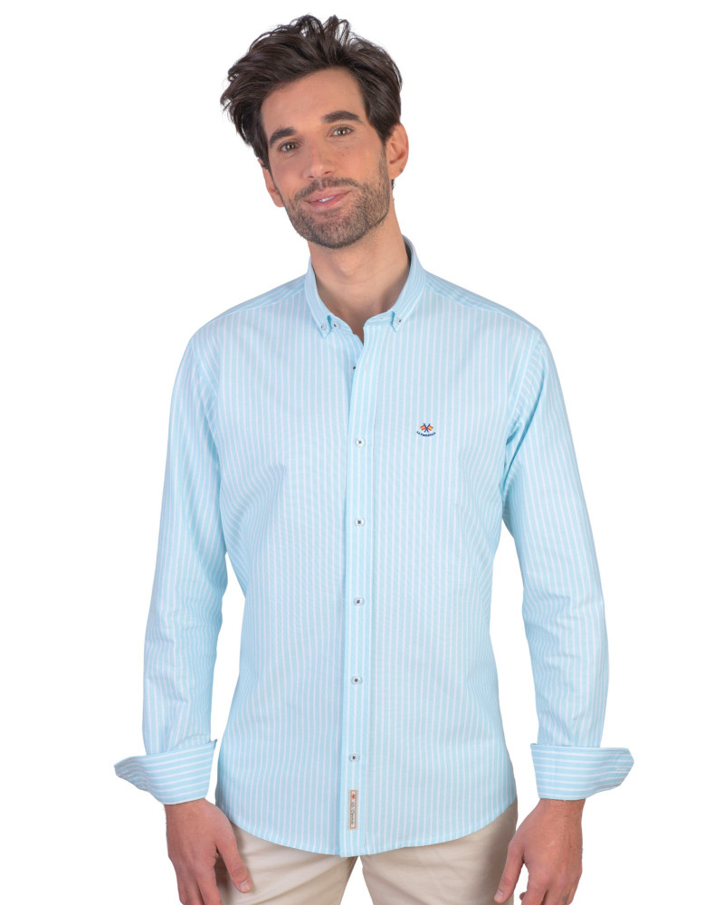 copy of copy of copy of copy of copy of copy of copy of copy of copy of copy of Camisa algodón-lino rayas con cuello botón