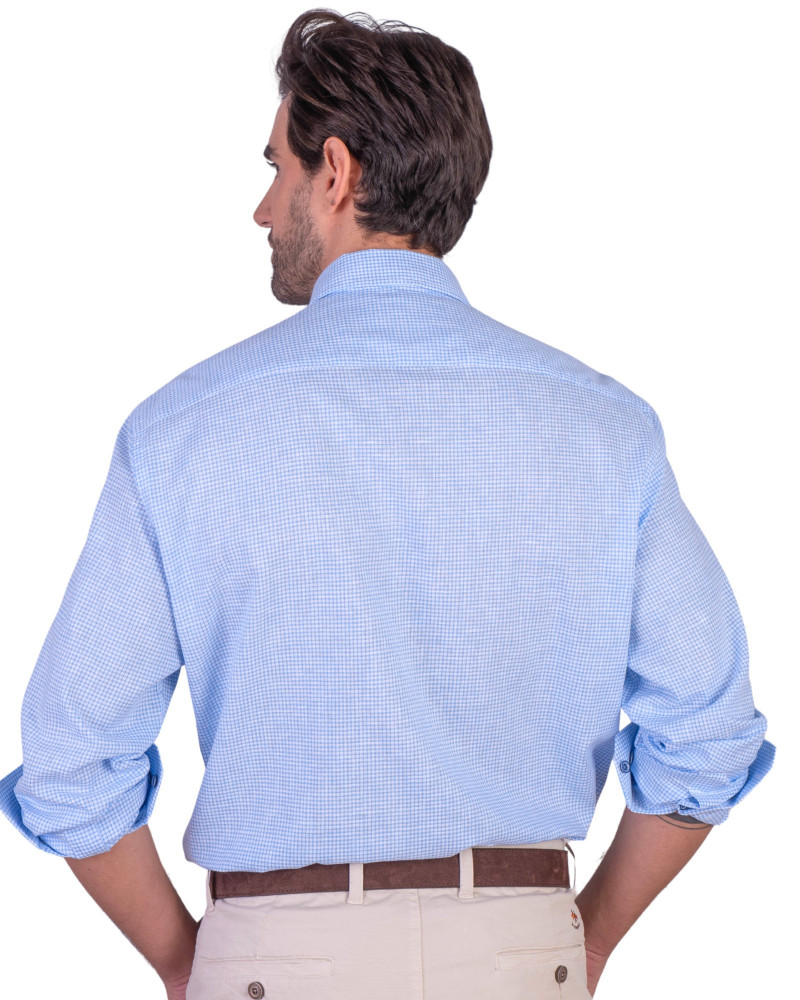 Camisa algodón-lino rayas con cuello botón | Camisería La Española