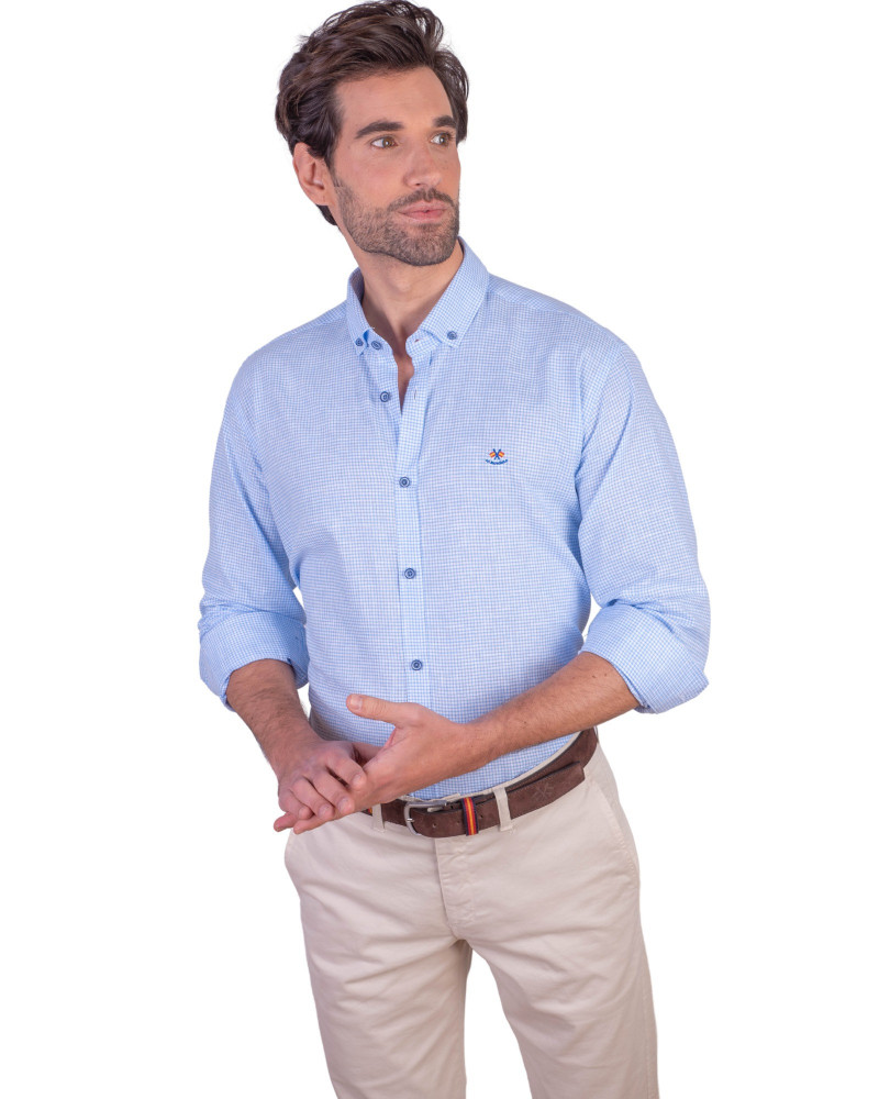 copy of copy of copy of copy of copy of copy of copy of copy of copy of copy of copy of Camisa algodón-lino rayas con cuello bo