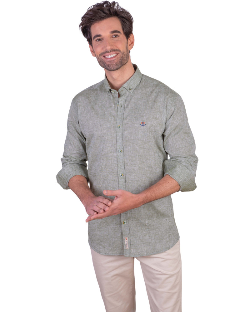 copy of copy of copy of copy of copy of copy of copy of copy of Camisa algodón-lino rayas con cuello botón