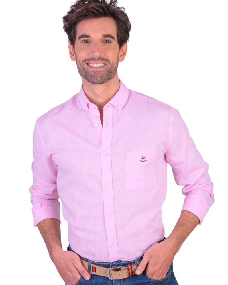 copy of copy of copy of copy of copy of copy of copy of copy of copy of copy of Camisa algodón-lino rayas con cuello botón