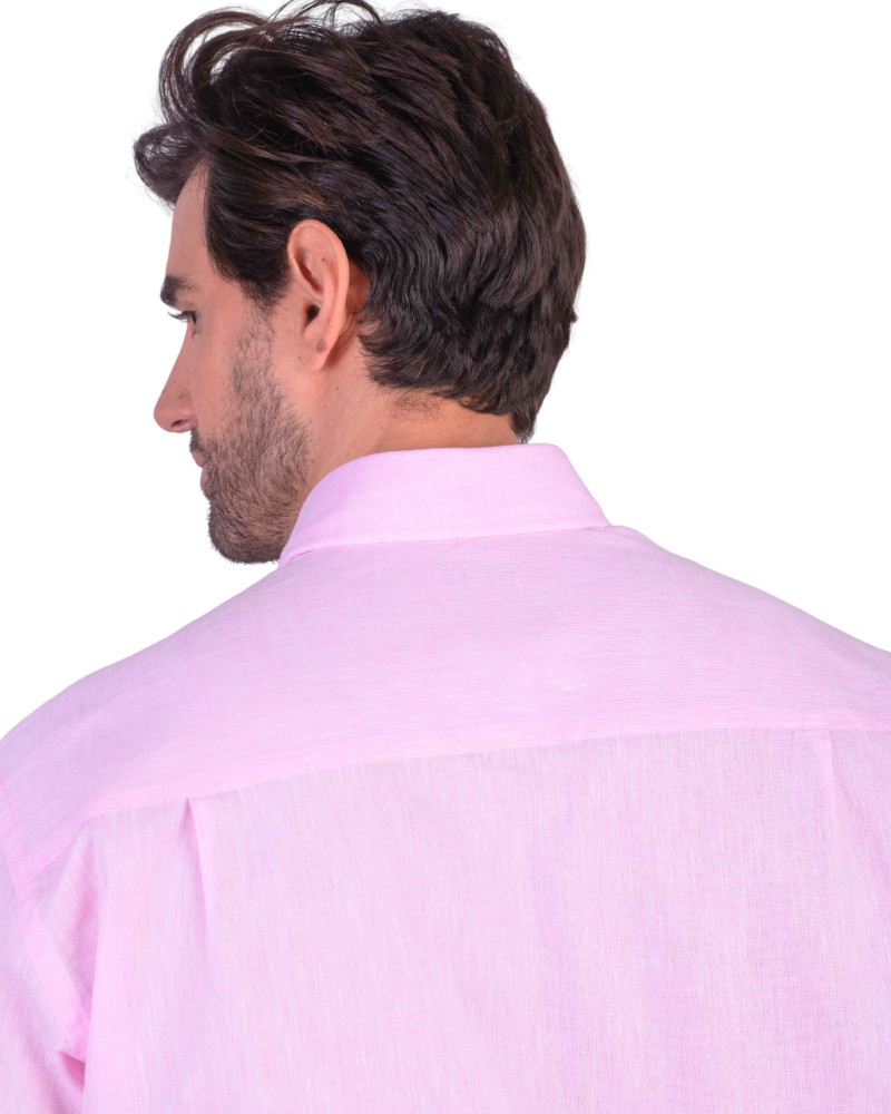 Camisa algodón-lino rayas con cuello botón | Camisería La Española