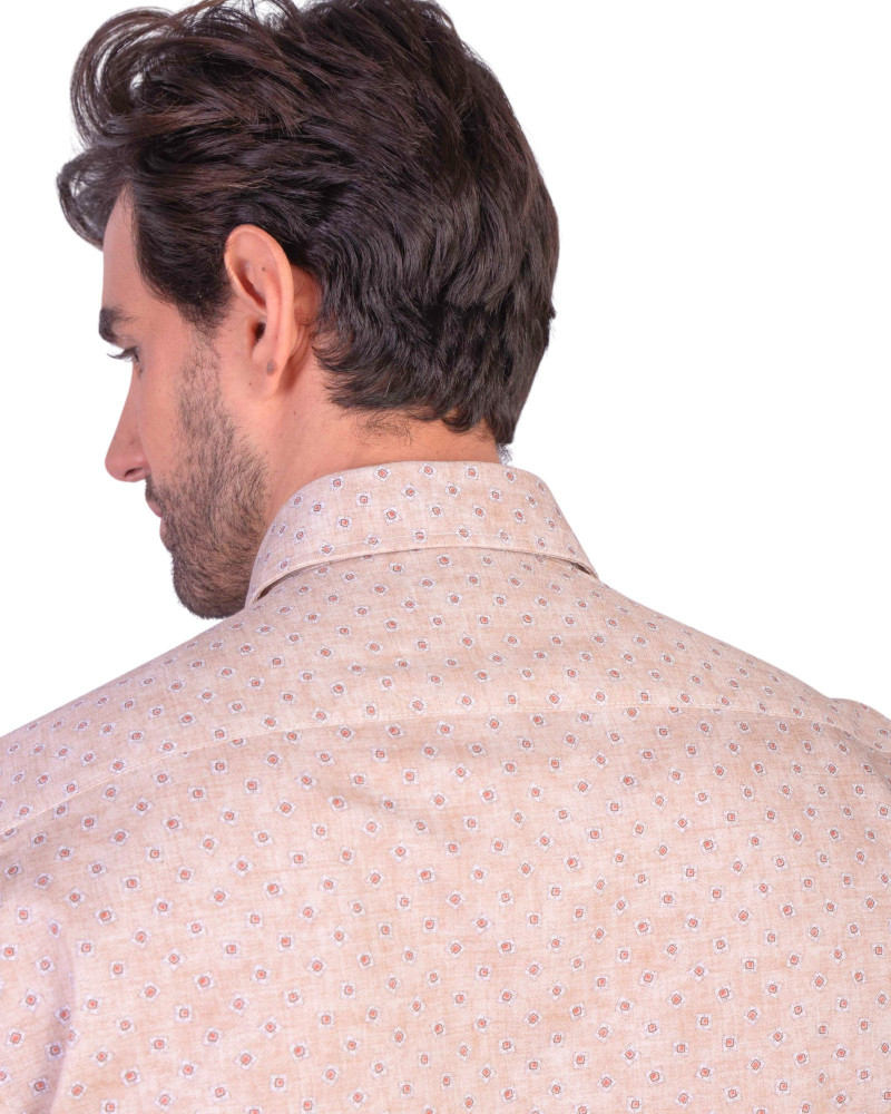 Camisa algodón-lino rayas con cuello botón | Camisería La Española