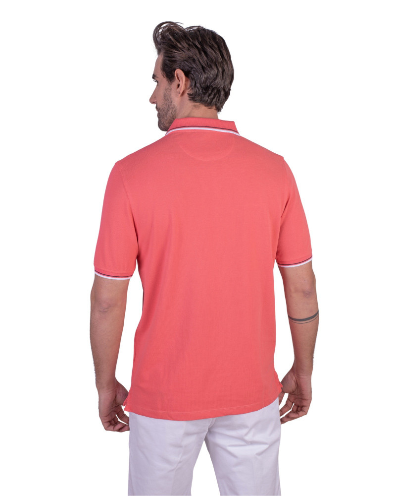 Polo manga corta algodón liso granito y cuello en V | La Española