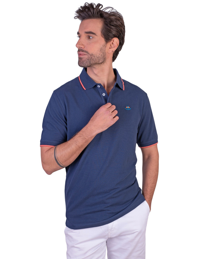 Polo algodón básico con bandera en cuello para hombre | La Española