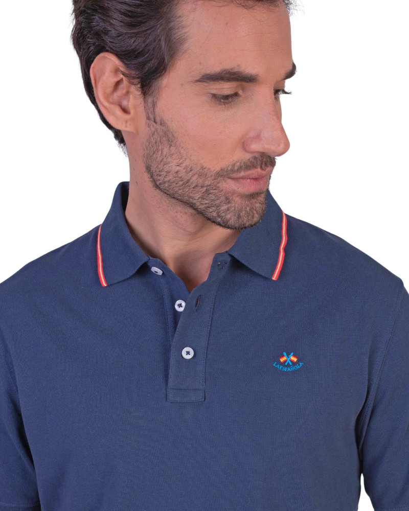 copy of POLO MANGA CORTA ALGODÓN BÁSICO BANDERA EN CUELLO GRANITO