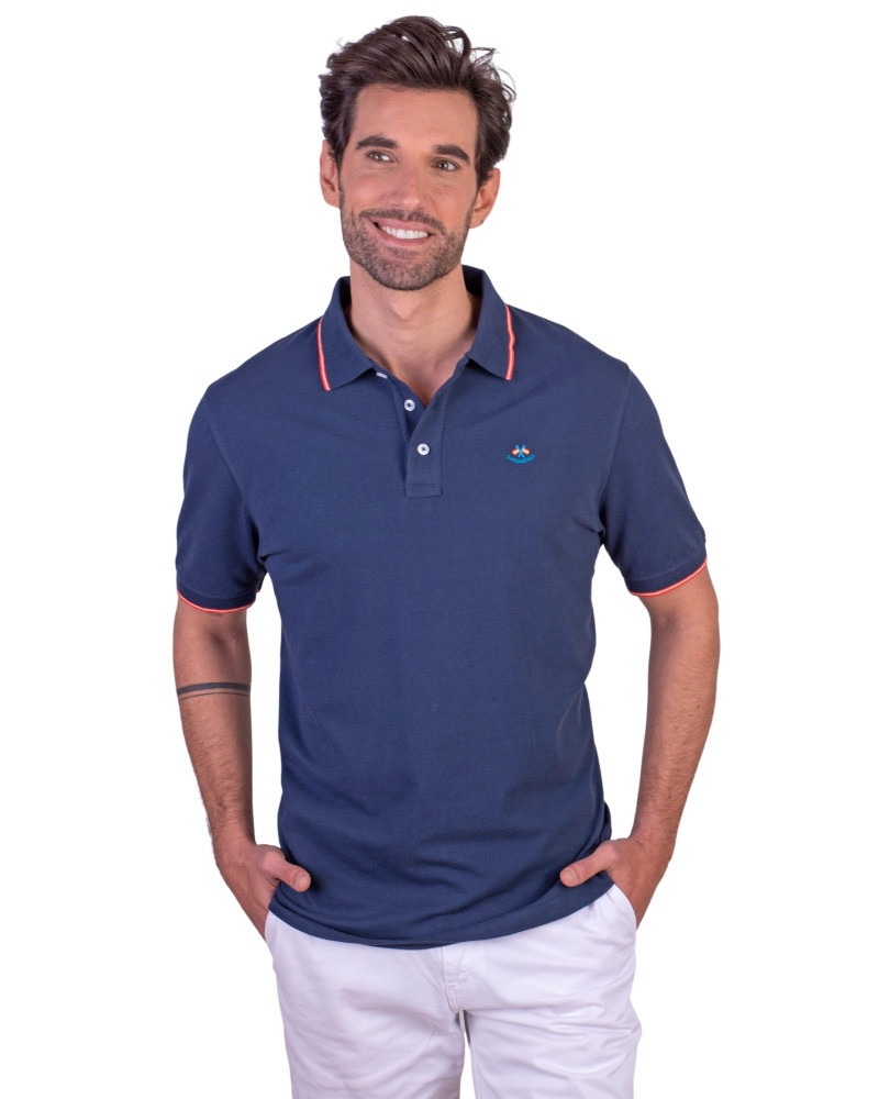 copy of POLO MANGA CORTA ALGODÓN BÁSICO BANDERA EN CUELLO GRANITO