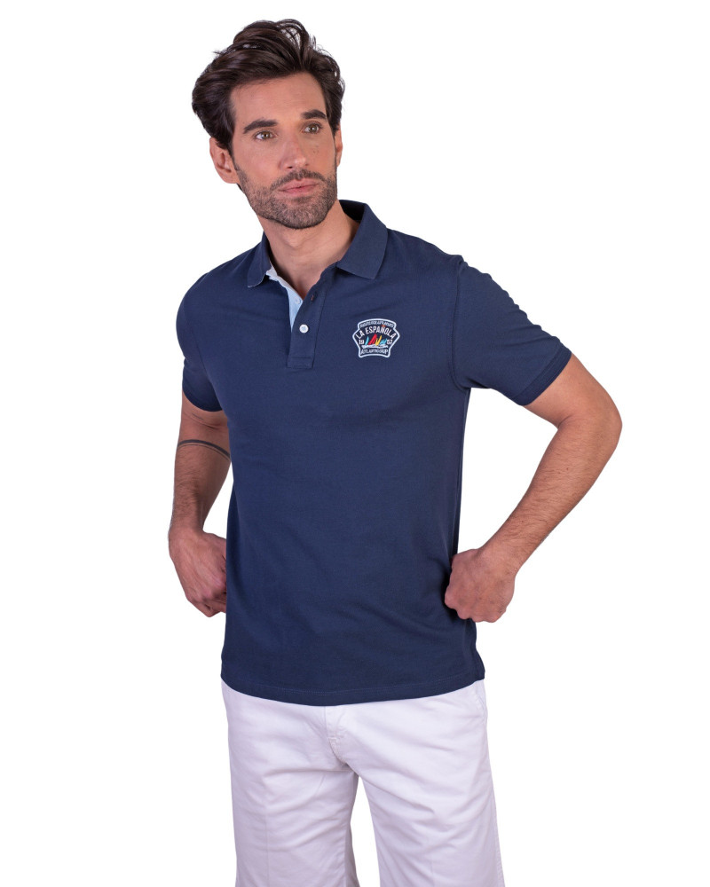 Polo algodón manga corta liso y parche en pecho para hombre| La Española