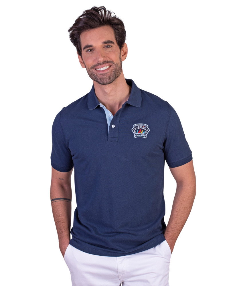 Polo algodón manga corta liso y parche en pecho para hombre| La Española