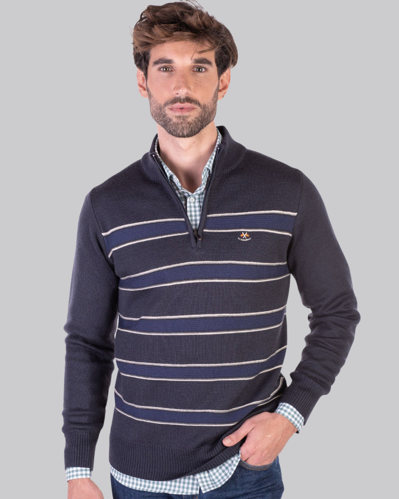 Suéter cuello polo cremallera para hombre | La Española