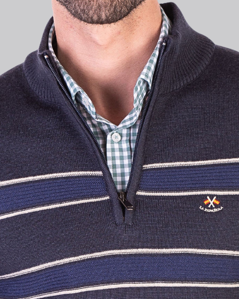 Suéter cuello polo cremallera para hombre | La Española