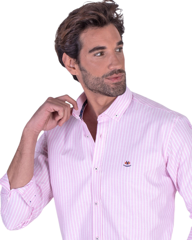 copy of Camisa oxford raya con cuello botón