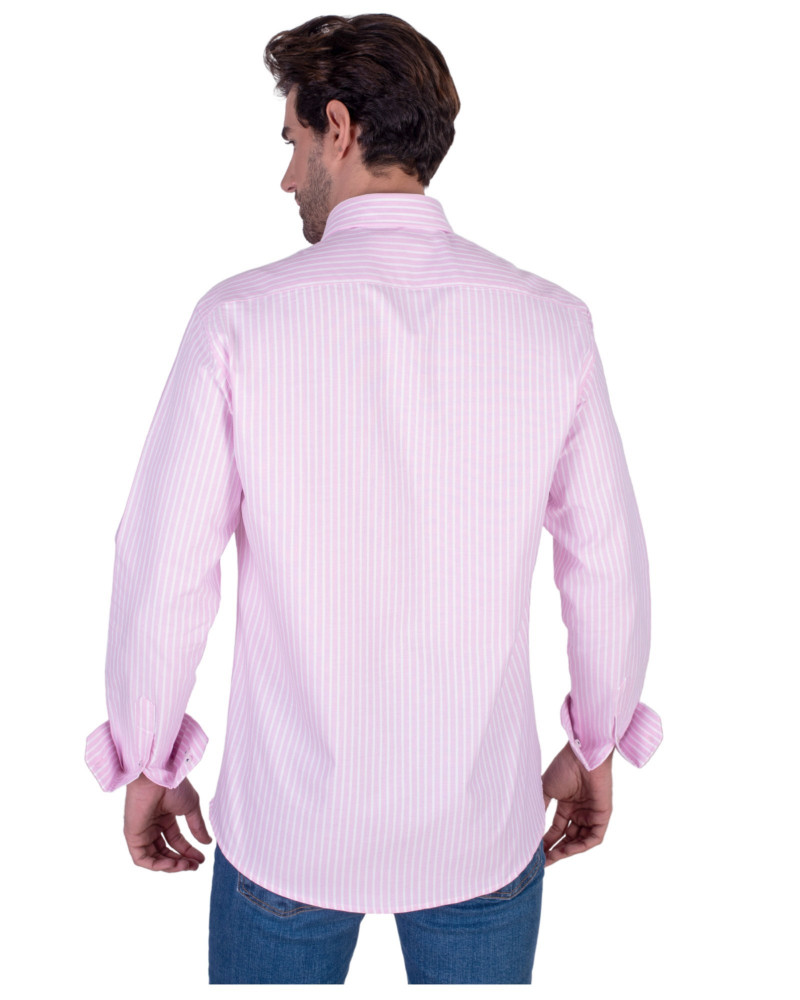 Camisa oxford raya con cuello botón | La Española