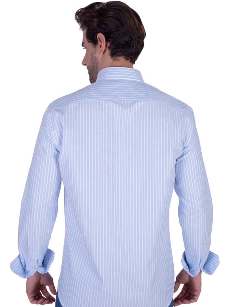 Camisa oxford raya con cuello botón | La Española