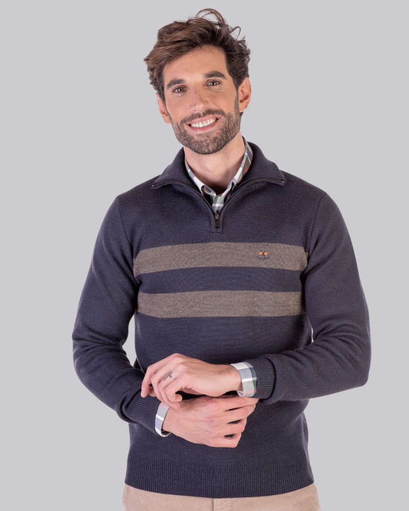 Suéter cuello polo cremallera para hombre | La Española