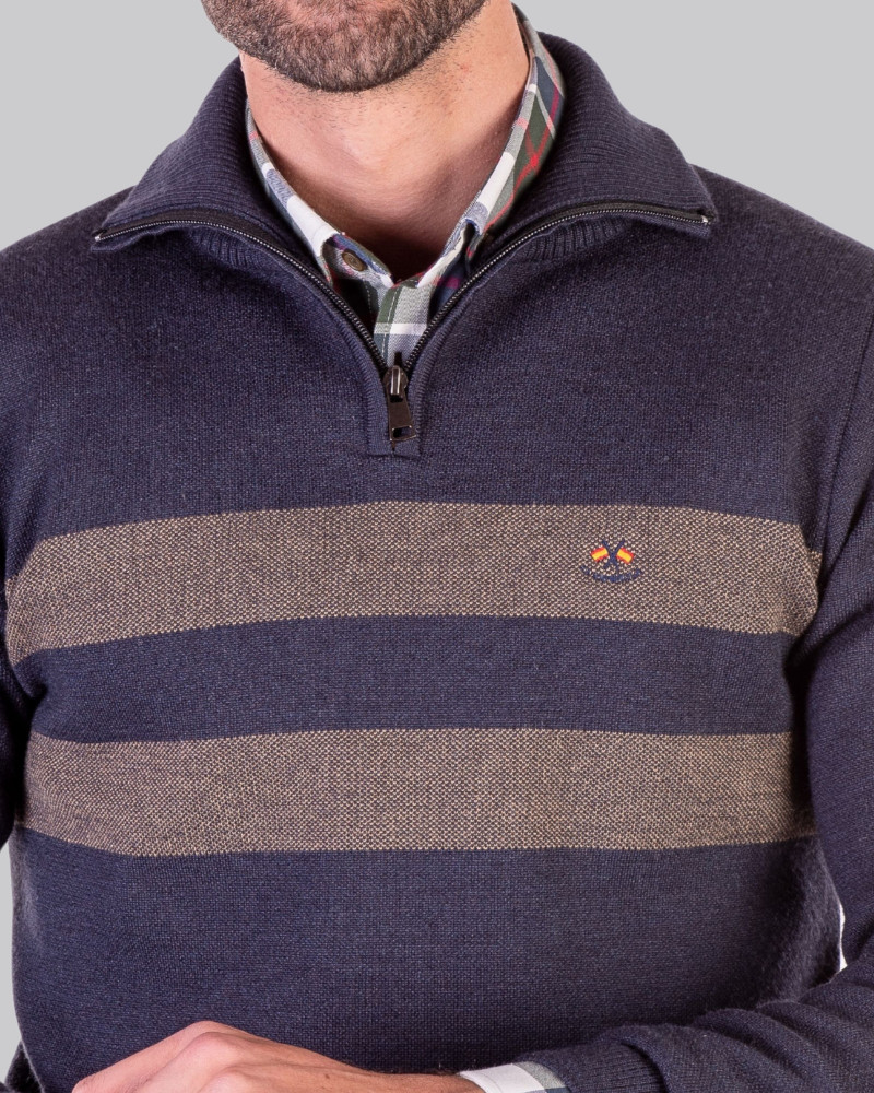 Suéter cuello polo cremallera para hombre | La Española