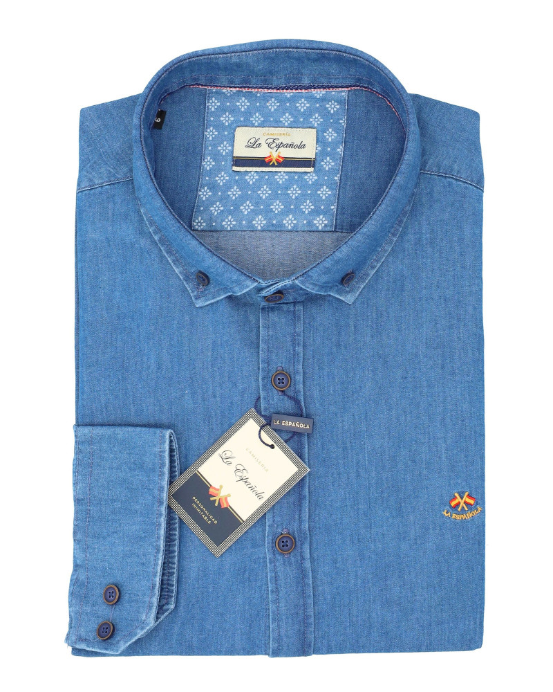 Camisa de tejido vaquero con patrón semidetallado