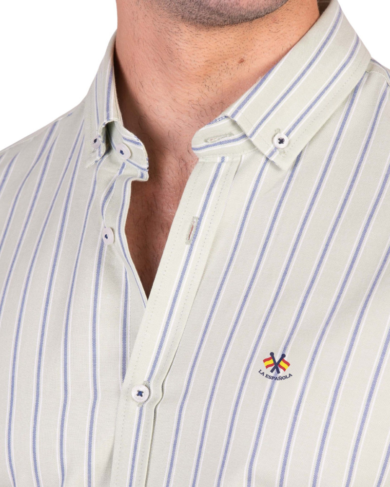 copy of copy of copy of Camisa algodón-lino rayas con cuello botón