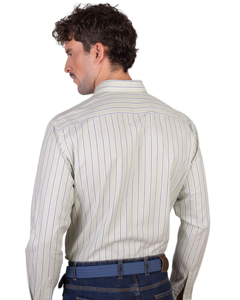 copy of copy of copy of Camisa algodón-lino rayas con cuello botón