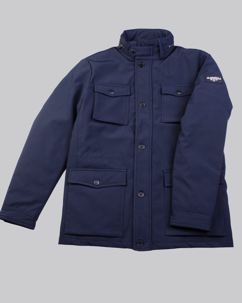 SERIE 10841 Chaquetón encerado multi bolsillo azul marino