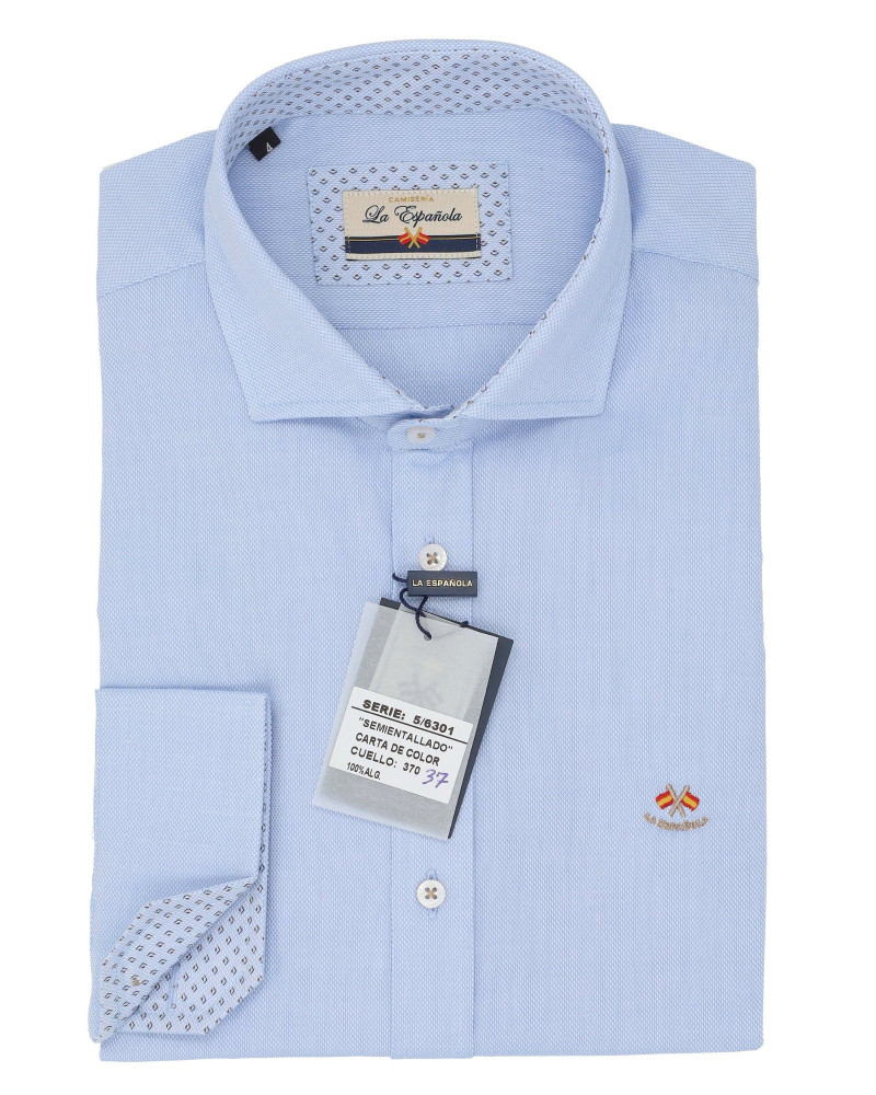 copy of copy of Camisa algodón-lino rayas con cuello botón