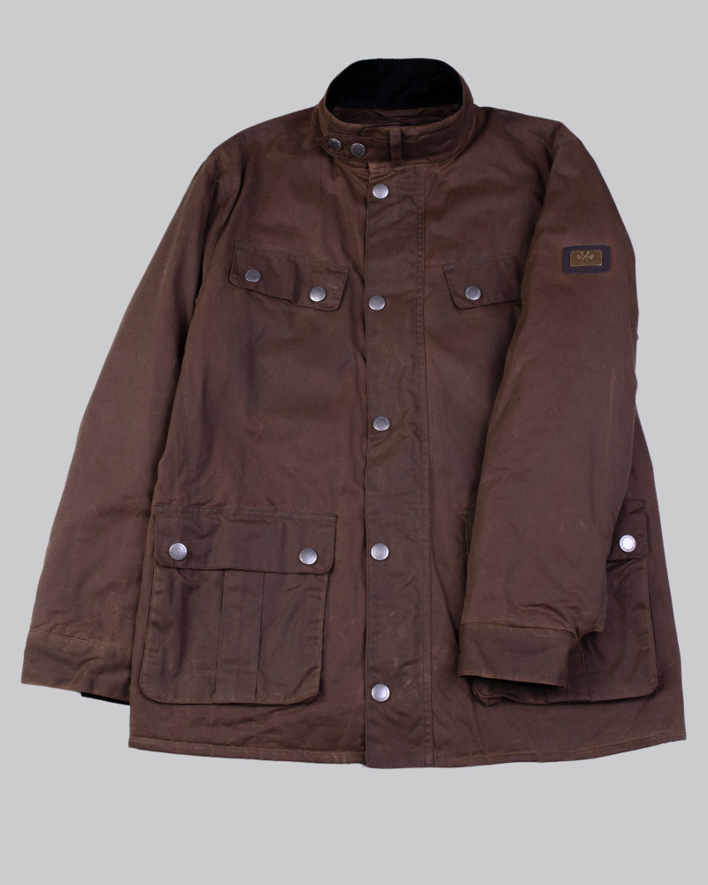 Serie 10842 Chaquetón encerado multi bolsillo marrón