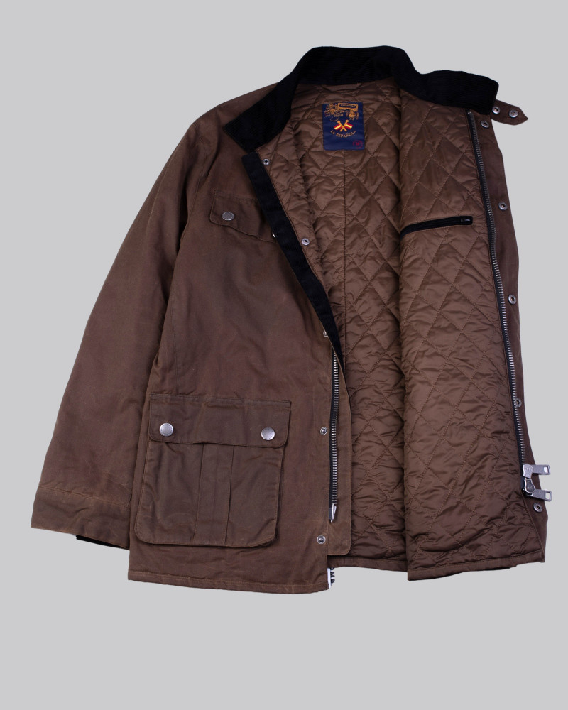 Serie 10842 Chaquetón encerado multi bolsillo marrón