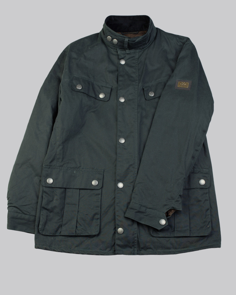 Chaquetón encerado multi bolsillo verde oscuro