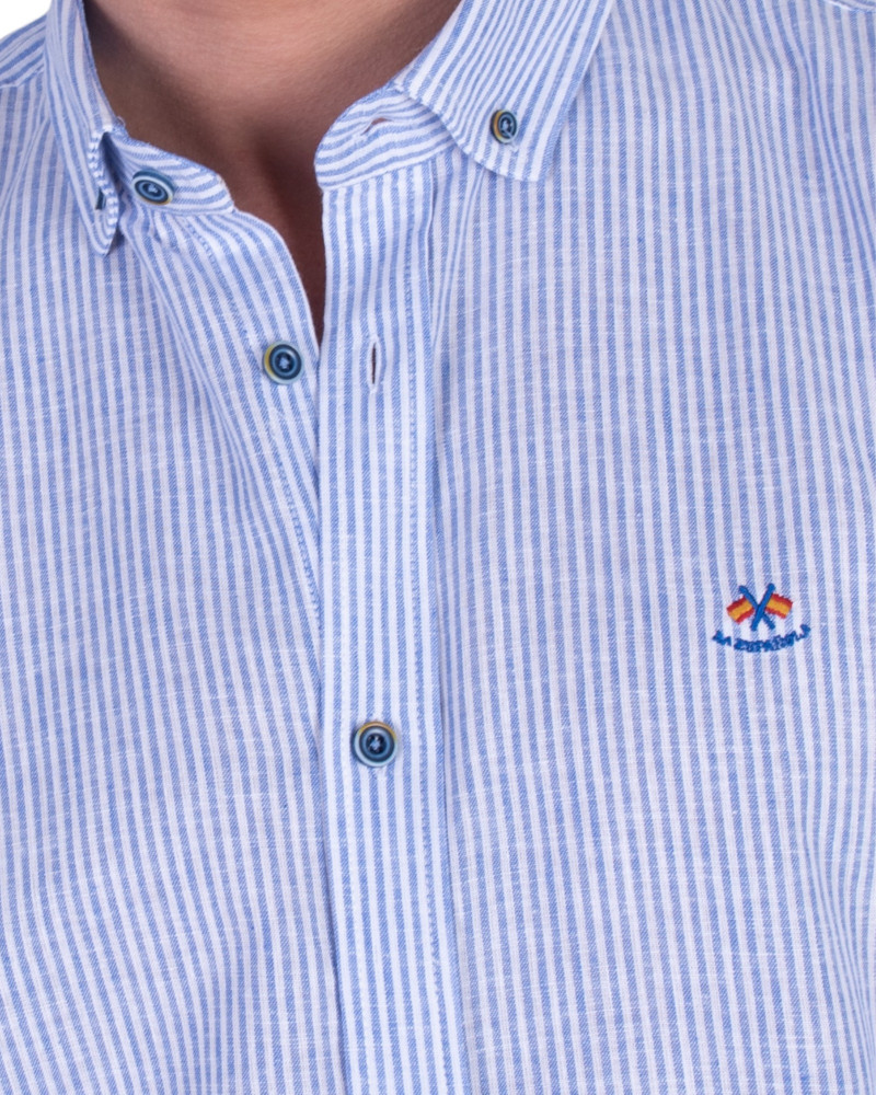 CAMISA ALGODON RAYA CUELLO BOTON