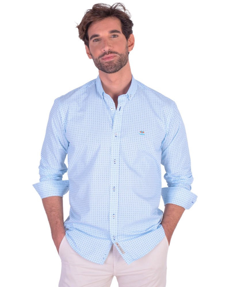 CAMISA  ALGODON ESTAMPADA CUELLO BOTON