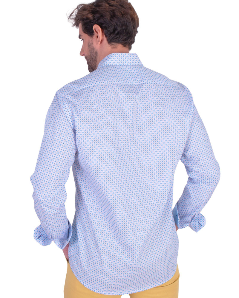 Camisa algodón estampada cuello botón y puño combinado | La Española