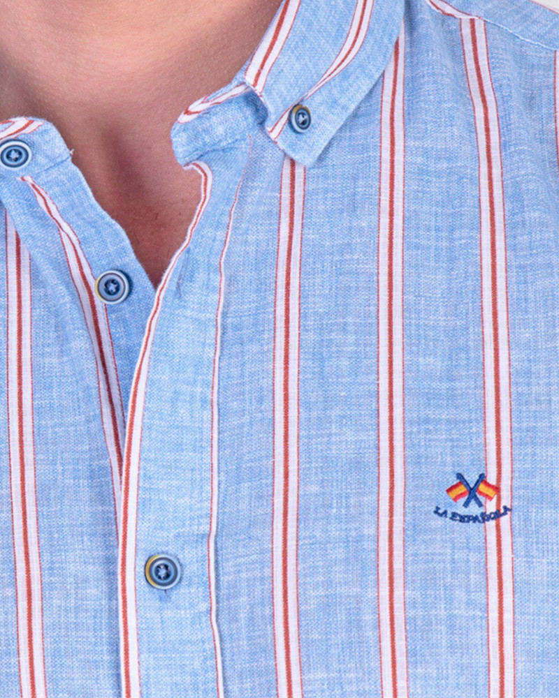 CAMISA ALGODON RAYA CUELLO BOTON