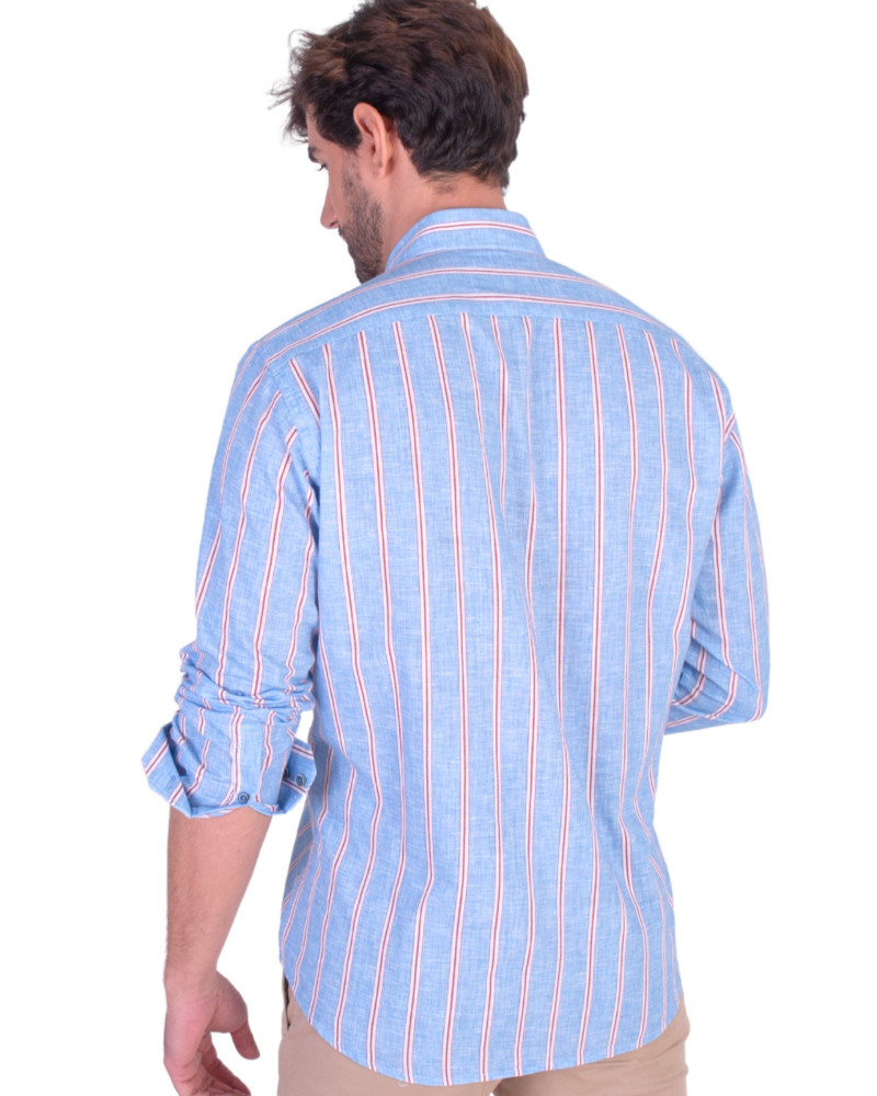 CAMISA ALGODON RAYA CUELLO BOTON