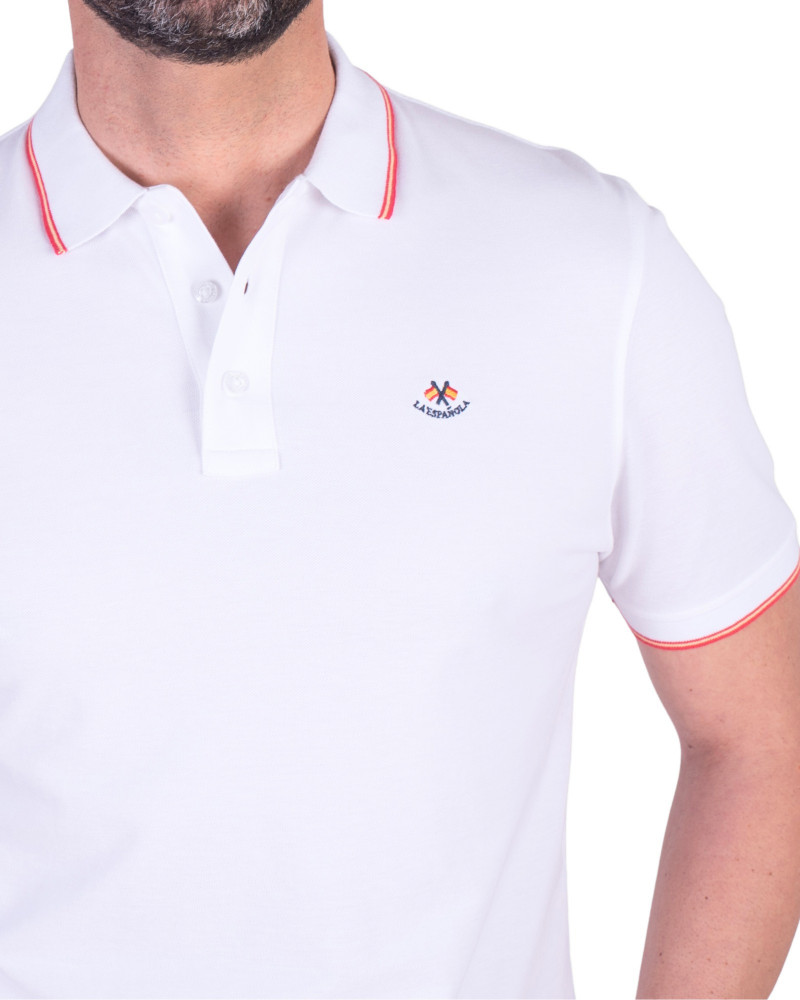 Polo algodón básico con bandera en cuello para hombre | La Española