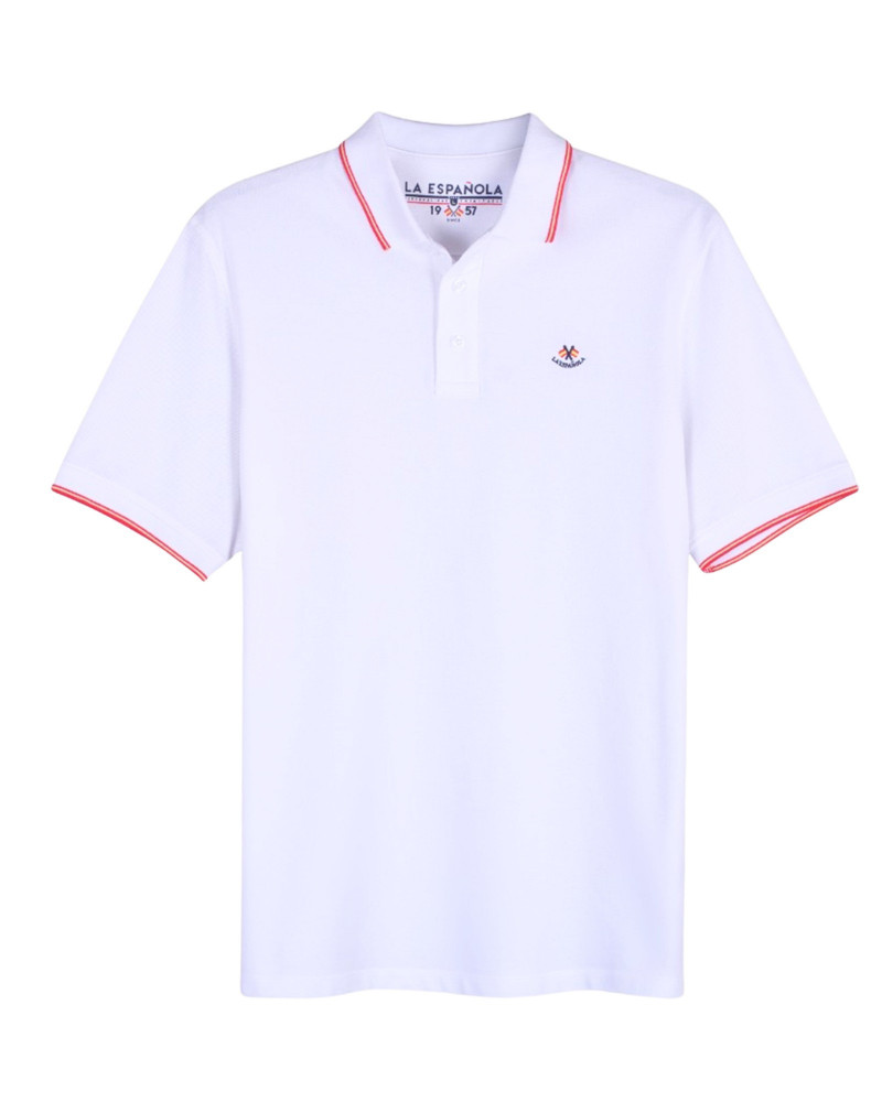 Polo algodón básico con bandera en cuello para hombre | La Española