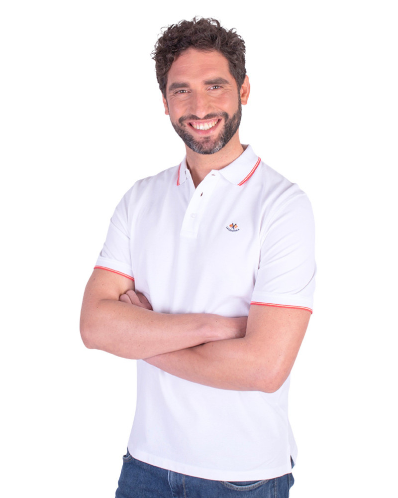 Polo algodón básico con bandera en cuello para hombre | La Española