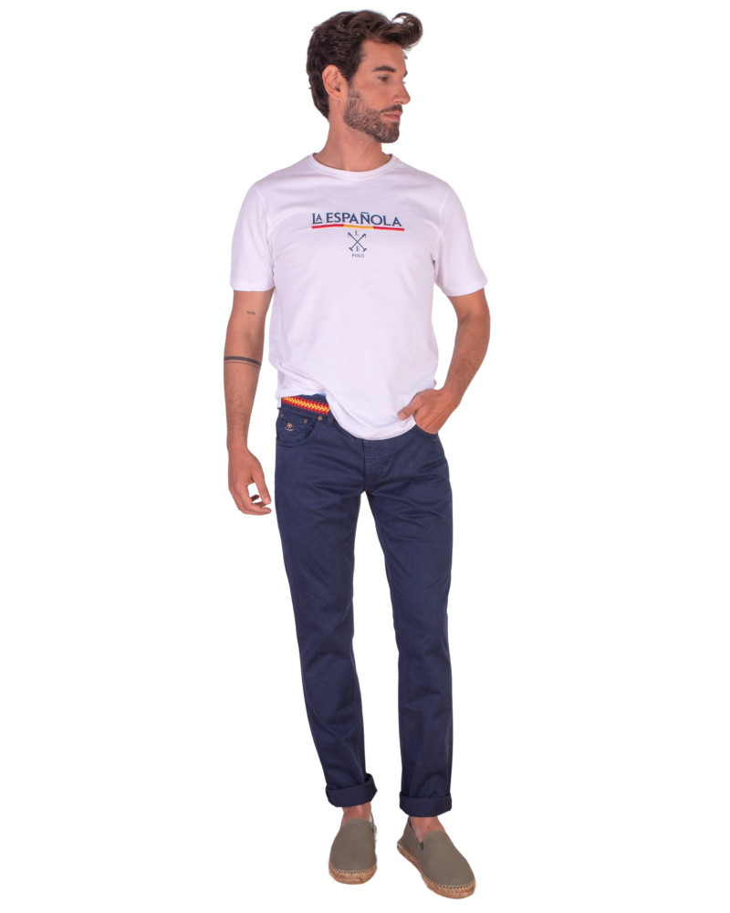 Pantalón 5 bolsillos sarga tintado para hombre