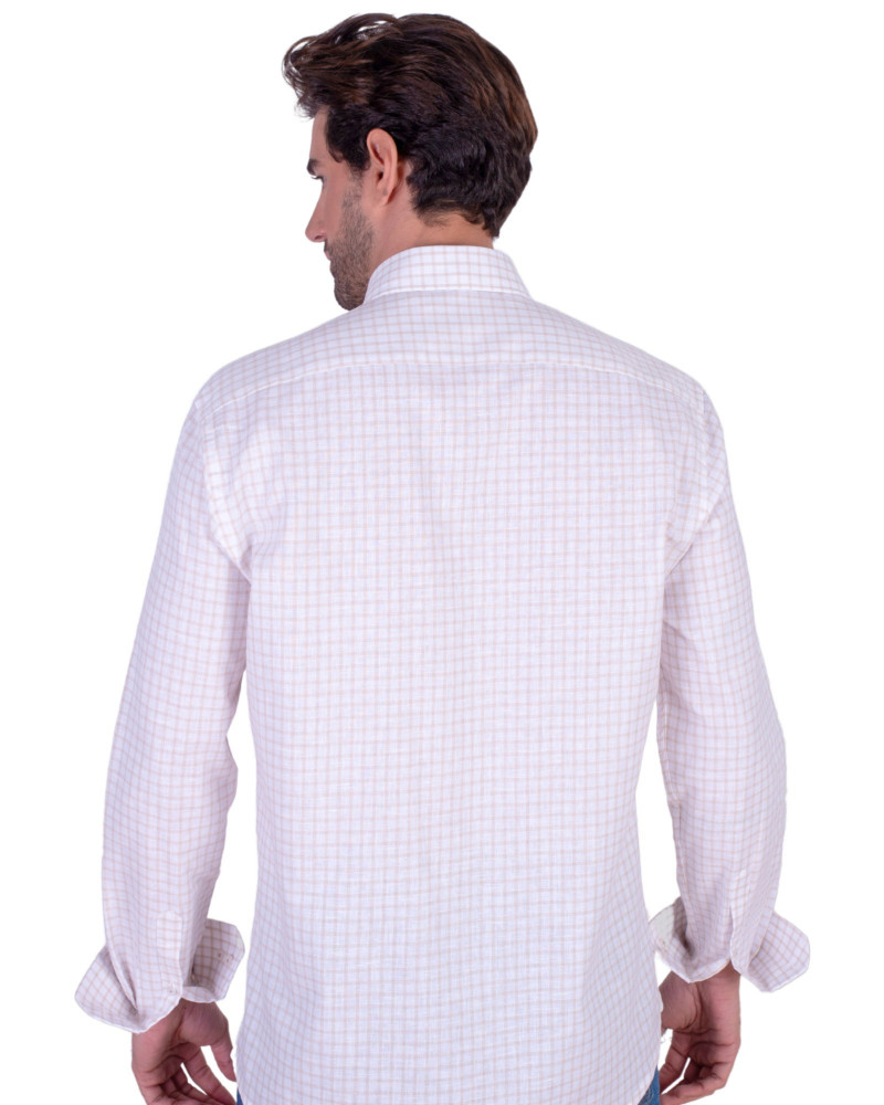 Camisa algodón cuadros con cuello botón