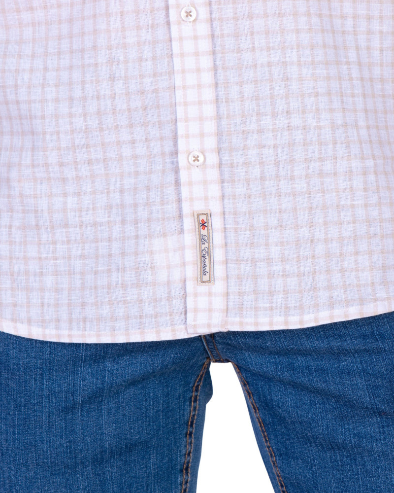 Camisa algodón cuadros con cuello botón