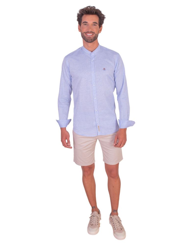 copy of CAMISA ALGODON RAYA CUELLO MAO