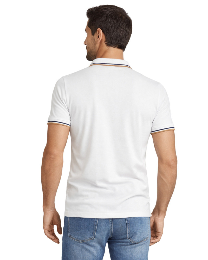 Polo manga corta algodón liso granito y cuello en V | La Española