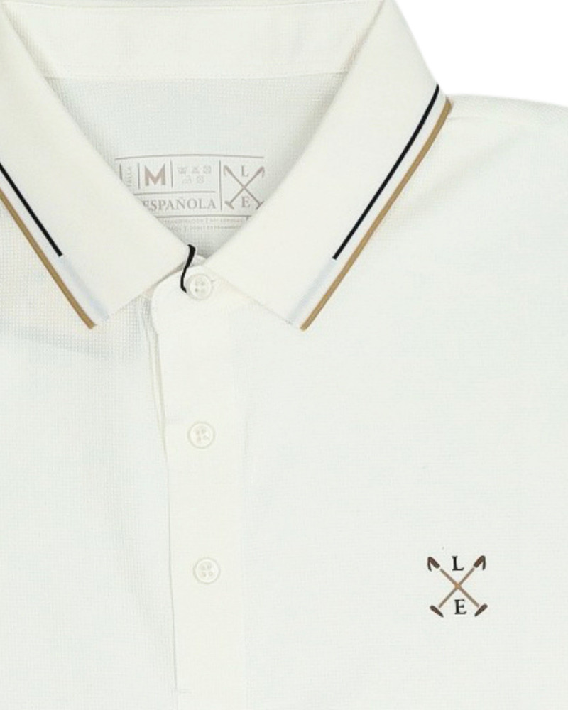 Polo manga corta algodón liso granito y cuello en V | La Española