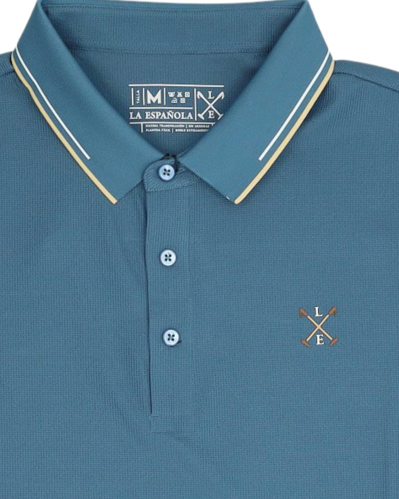 Polo manga corta algodón liso granito y cuello en V | La Española