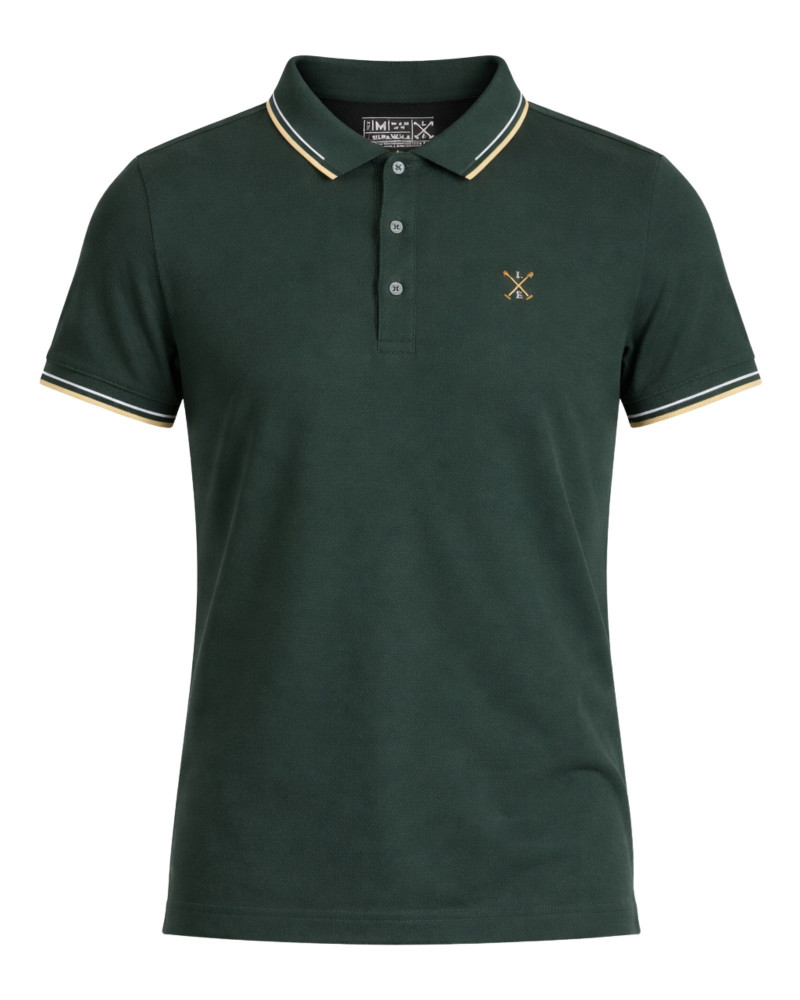 Polo manga corta algodón liso granito y cuello en V | La Española