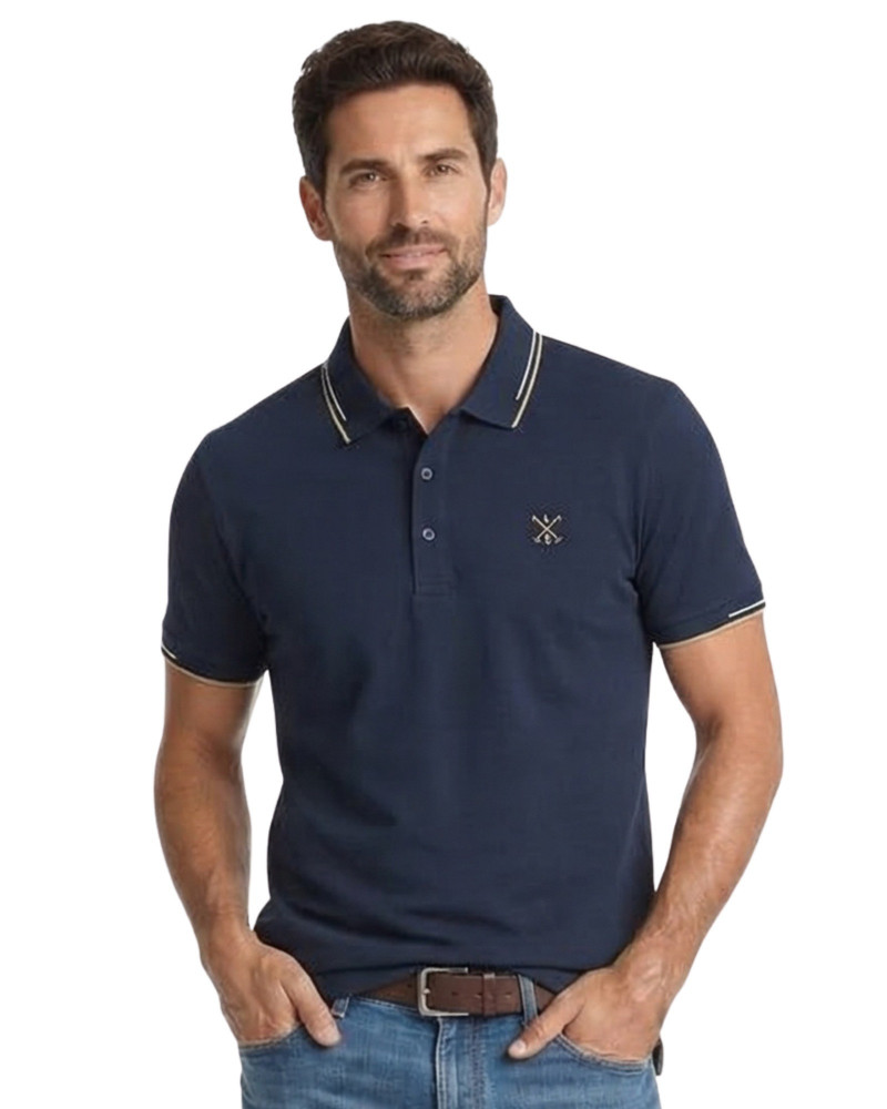 Polo manga corta algodón liso granito y cuello en V | La Española