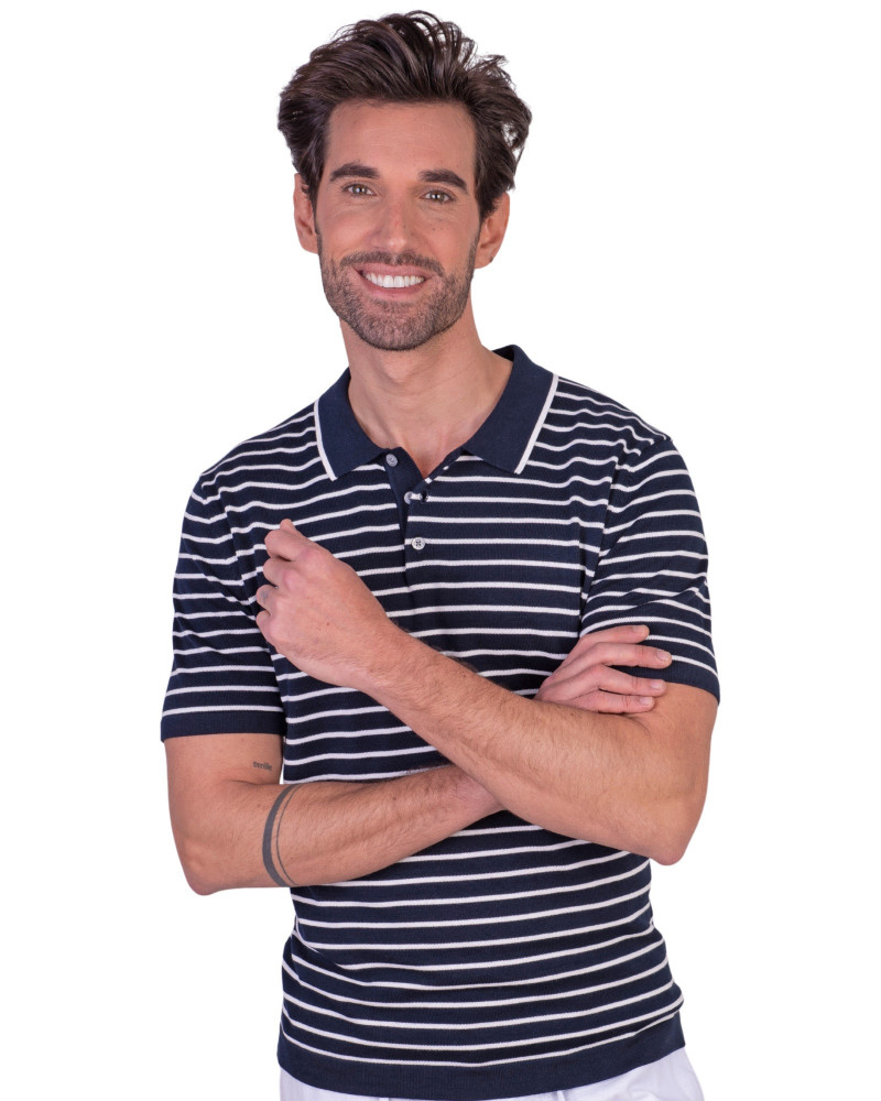 Polo manga corta algodón liso granito y cuello en V | La Española