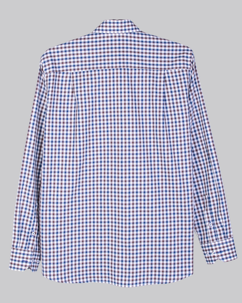 Camisa algodón estampado cuadros y cuello botón para hombre | La Española