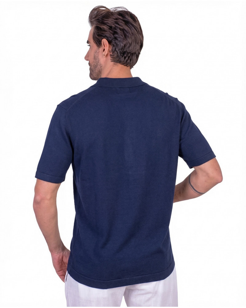 Polo manga corta algodón liso granito y cuello en V | La Española