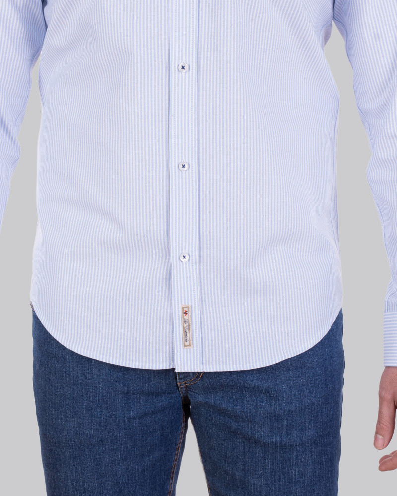 Camisa oxford estampado rayas con logo bordado | La Española
