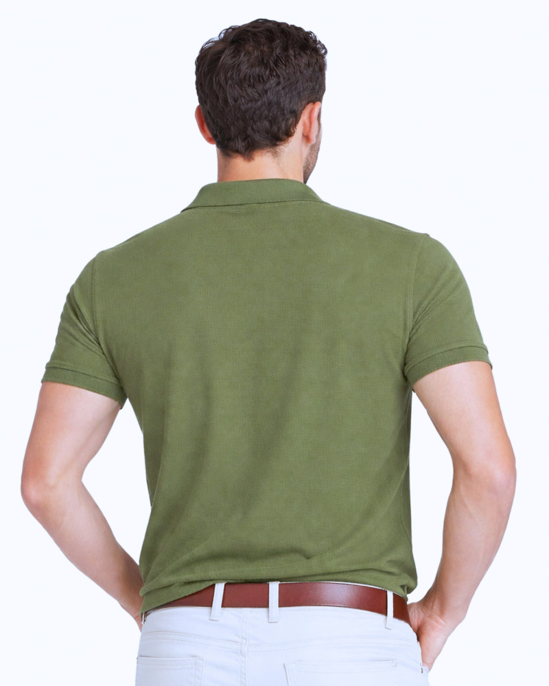 Polo manga corta algodón liso granito y cuello en V | La Española